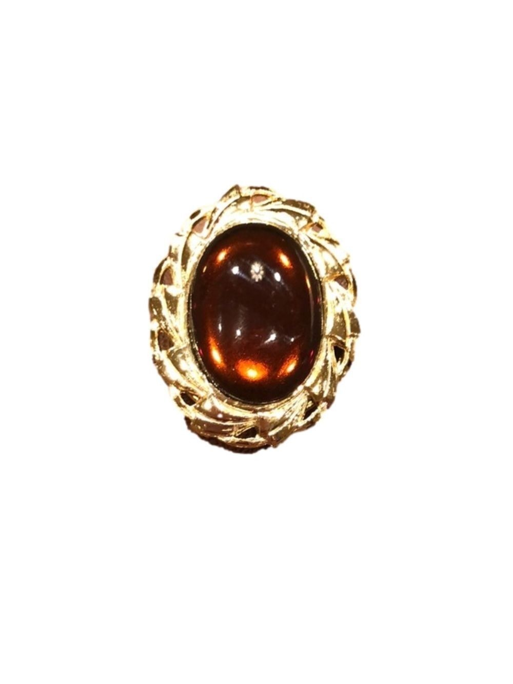 GOLD & Amber Gem Brooch (not real)